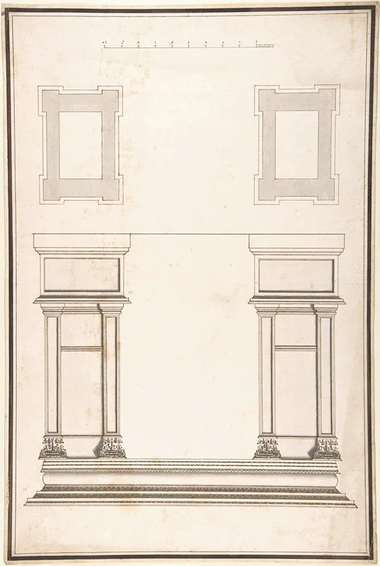Entrance Portal Plan And Elevation Each Pier Consisting Of Two Pilasters by Antonio Maria Visentini - Canvas Print