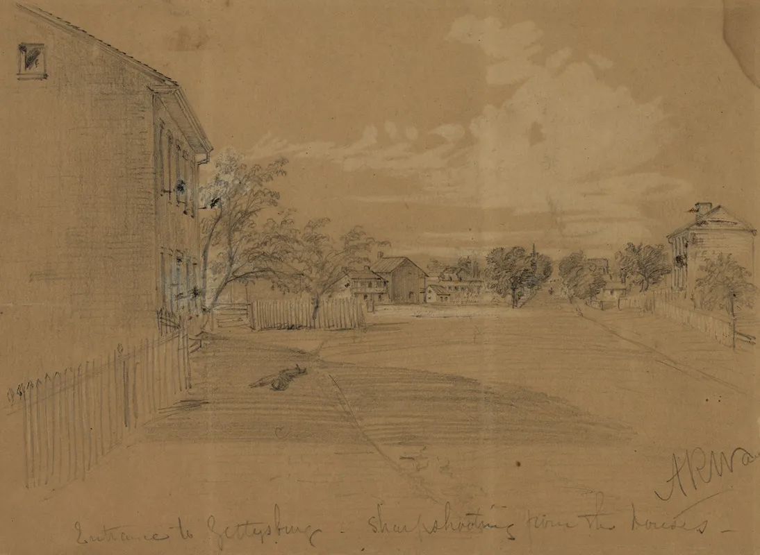 Entrance To Gettysburg Sharpshooting From The Houses
