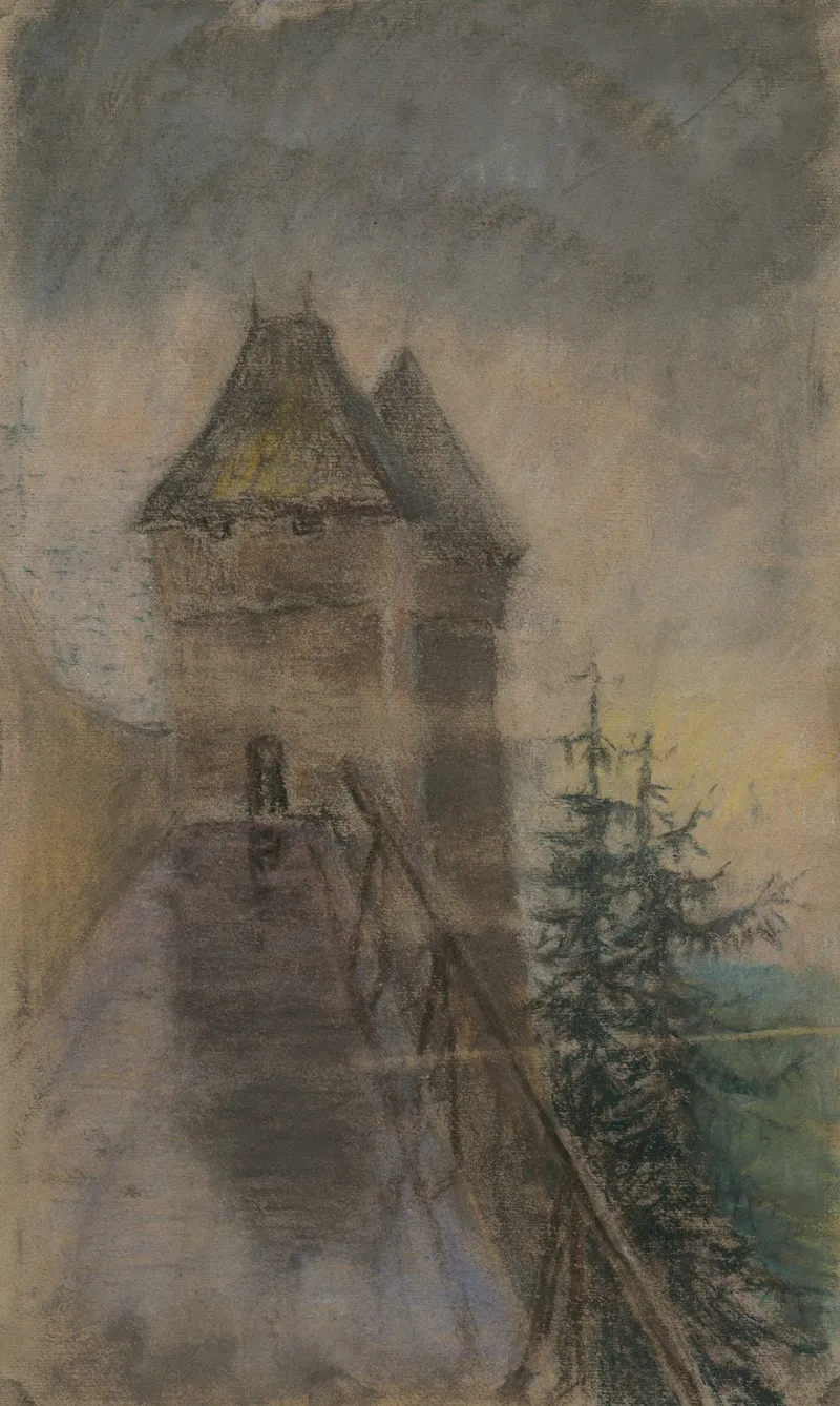 Entrance To The Castle by Ladislav Mednyánszky - Canvas Print