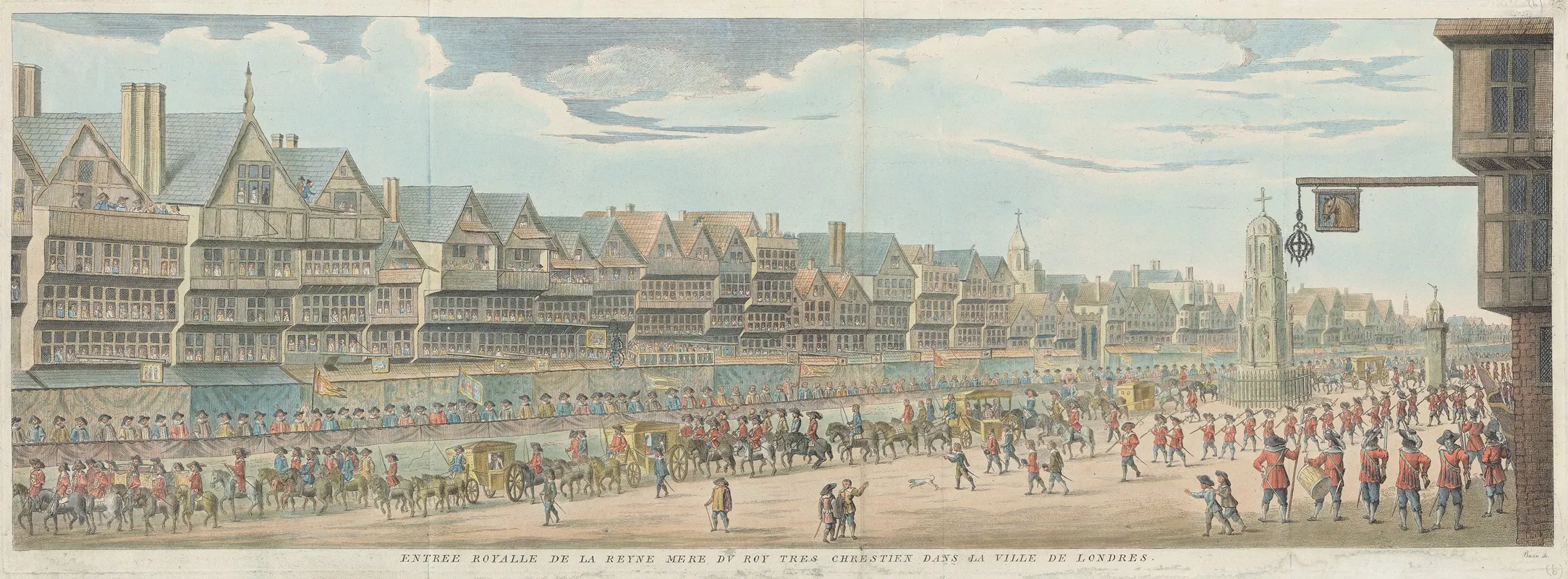 Entree Royalle De La Reyne Mere Du Royenes Christien Dans La Ville De Londres by James Basire the younger - Canvas Print