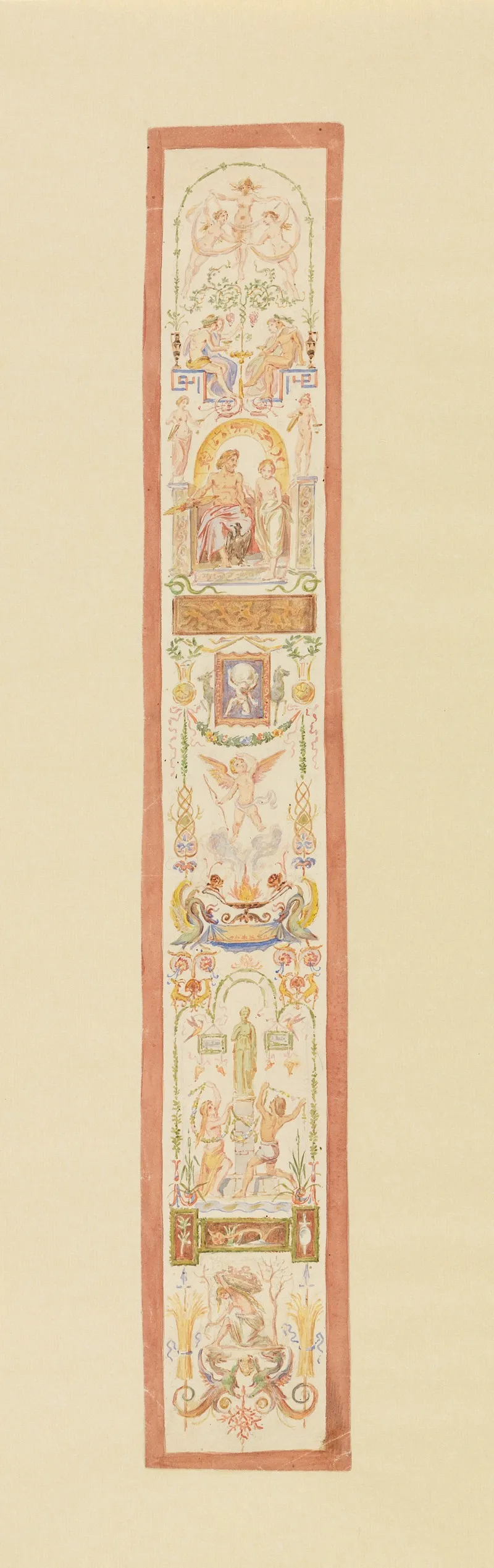 Entwurf Mit Vegetabilischen Ornamenten Und Figurlichen Szenen Fur Eine Wanddekoration 2