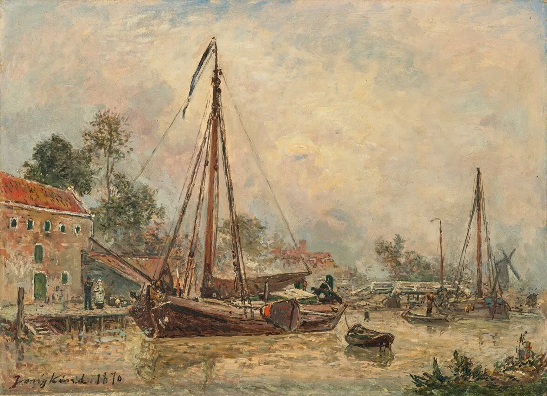 Environs De Dordrecht 2 by Johan Barthold Jongkind - Canvas Print