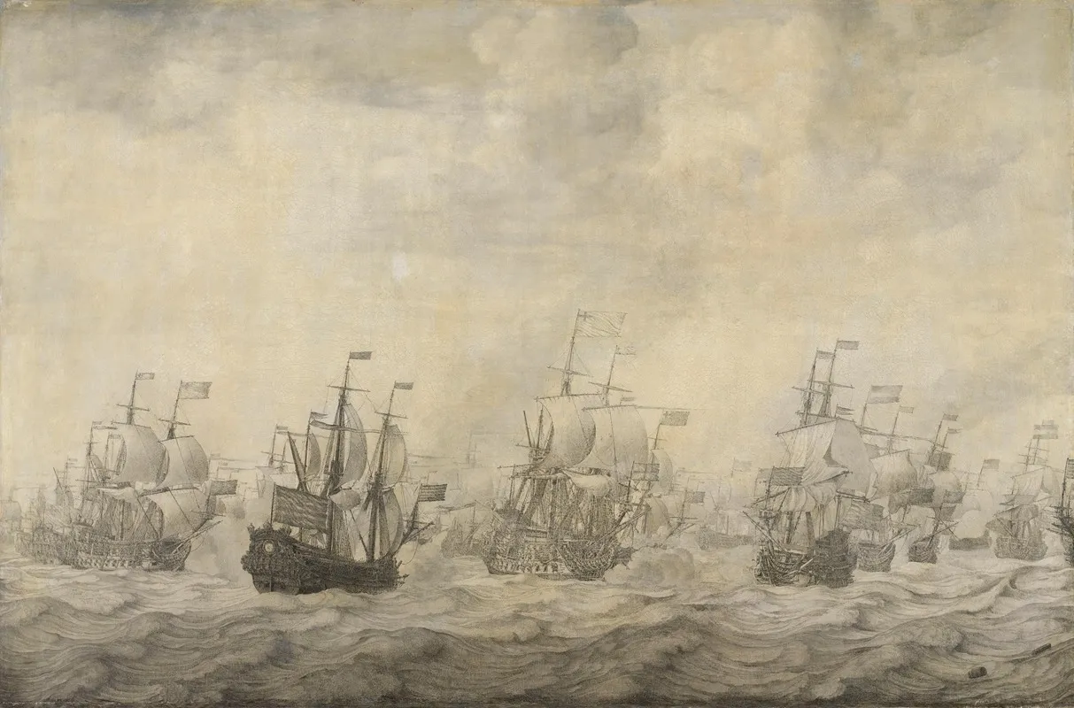 Episode From The Four Days Battle 11 14 June 1666 Of The Second Anglo Dutch War 1665 67 by Willem van de Velde the Elder - Canvas Print