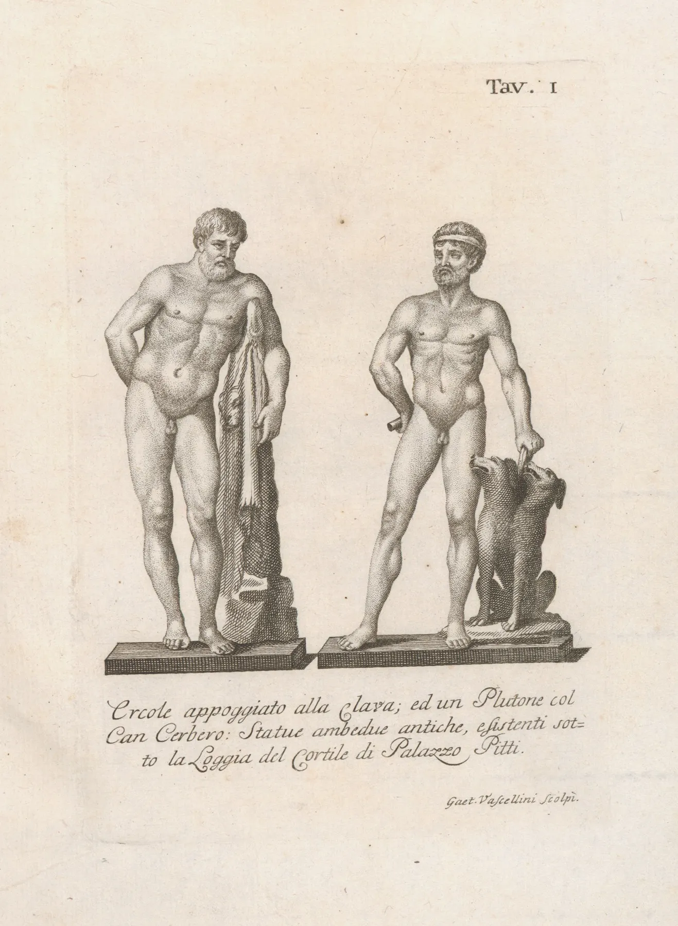 Ercole Appoggiato Alla Clava Ed Un Plutone Col Can Cerbero by Gaetano Vascellini - Canvas Print