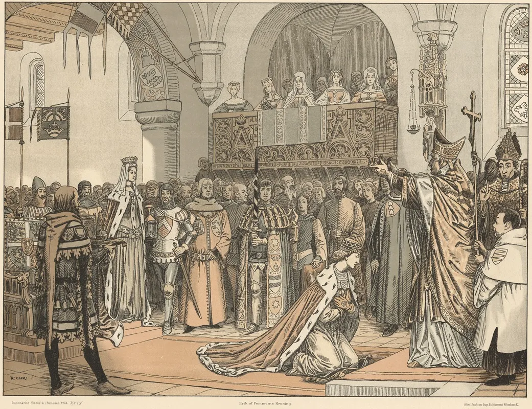 Erik Af Pommerns Kroning The Coronation Of Eric Of Pomerania by Rasmus Christiansen - Canvas Print
