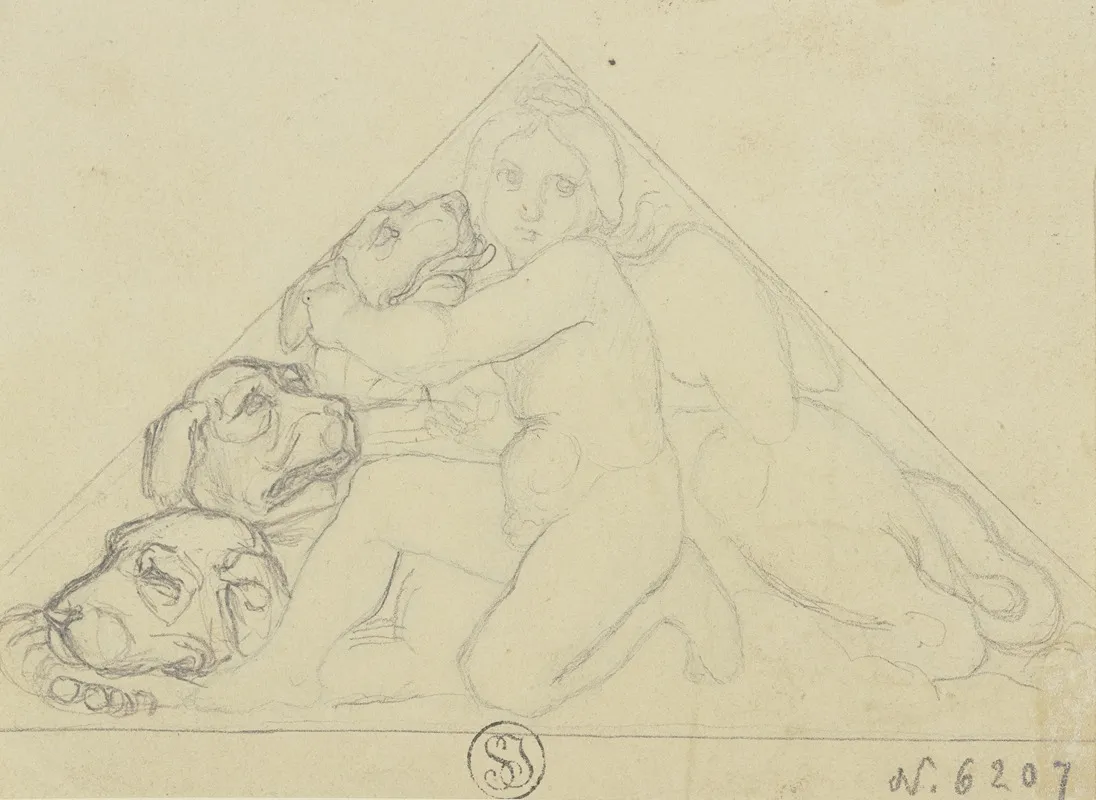 Erot With Cerberus 2 by Eugen Eduard Schäffer - Canvas Print