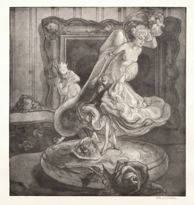 Erotische Darstellung 2 by Franz von Bayros - Canvas Print