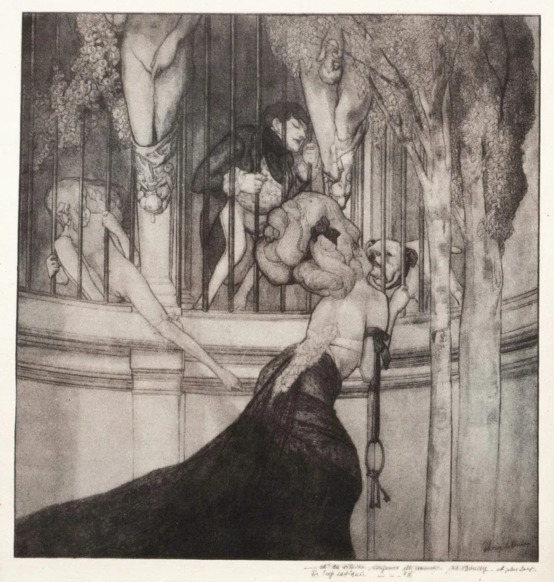 Erotische Darstellung 5 by Franz von Bayros - Canvas Print
