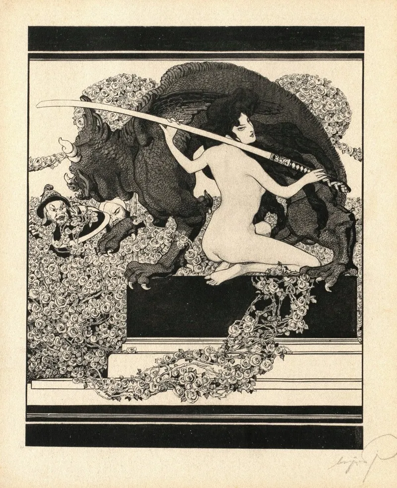 Erotische Darstellung 9 by Franz von Bayros - Canvas Print