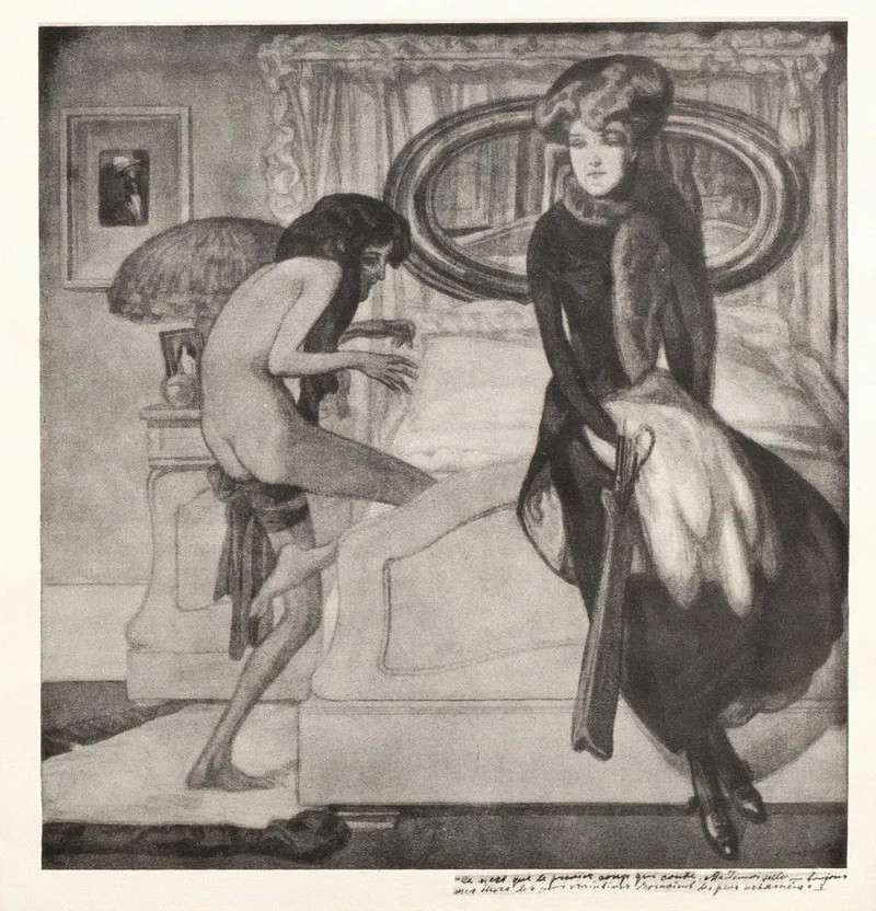 Erotische Darstellung by Franz von Bayros - Canvas Print