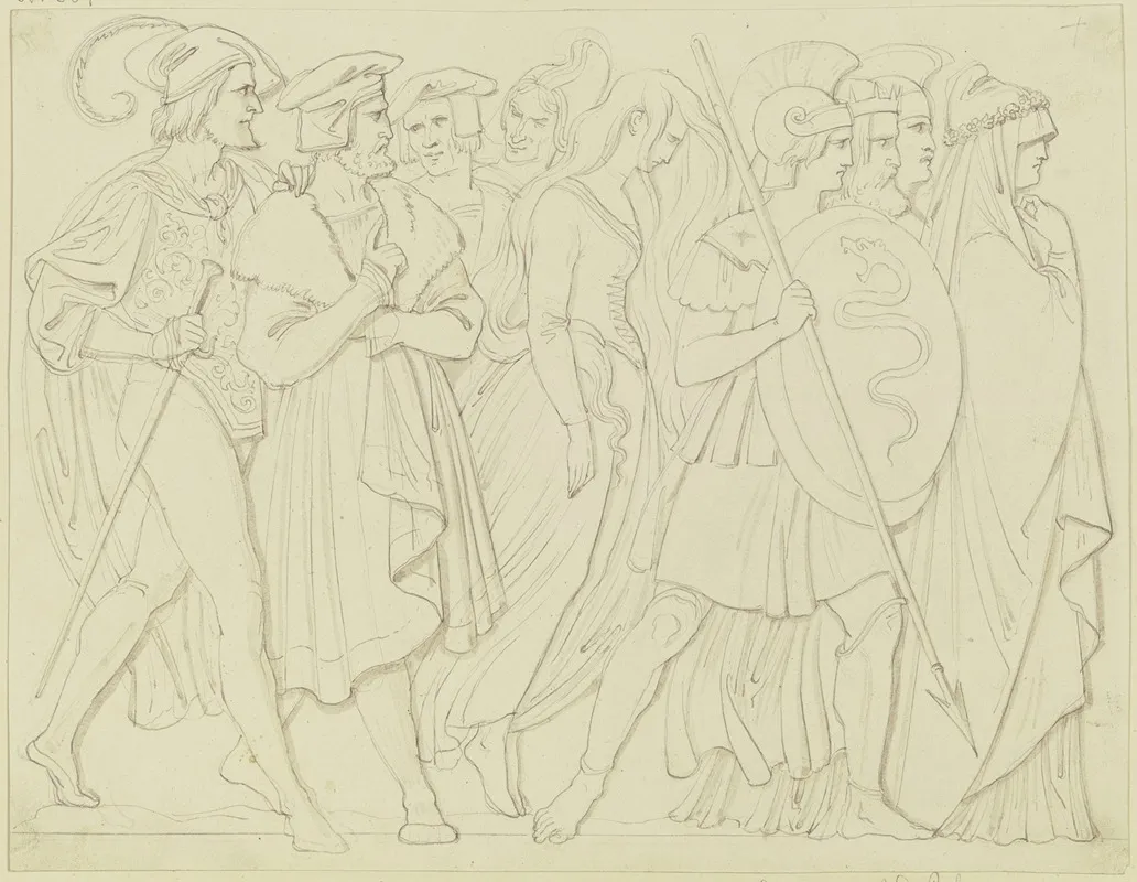 Erster Entwurf Zu Den Vier Reliefs Am Goethe Monument 2 by Ludwig Michael Schwanthaler - Canvas Print
