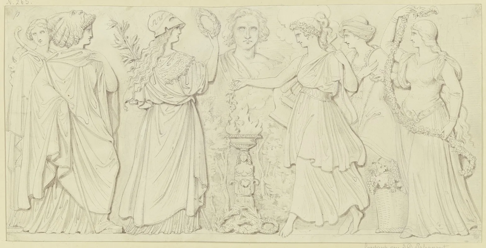 Erster Entwurf Zu Den Vier Reliefs Am Goethe Monument 4 by Ludwig Michael Schwanthaler - Canvas Print