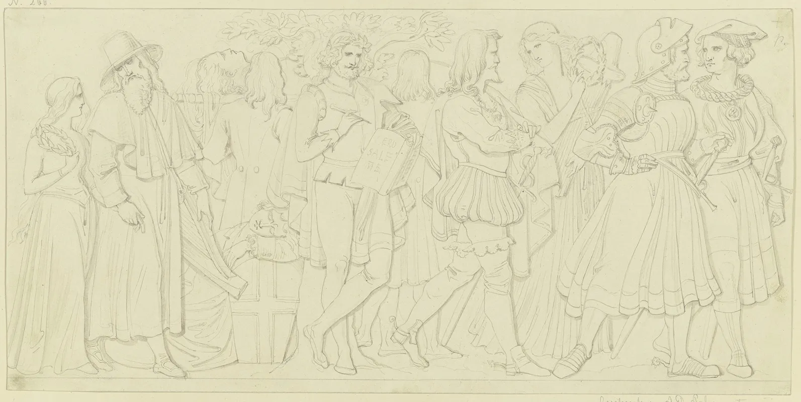 Erster Entwurf Zu Den Vier Reliefs Am Goethe Monument by Ludwig Michael Schwanthaler - Canvas Print