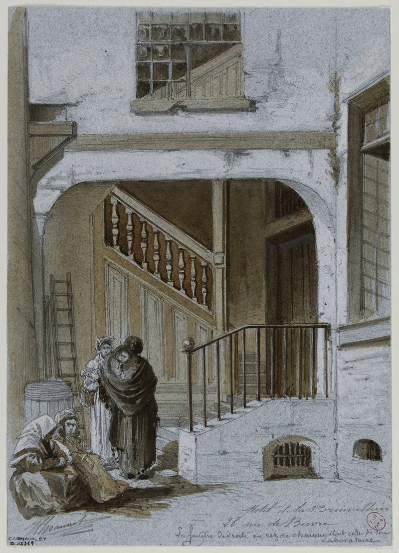 Escalier Du 28 Rue De Bievre Quartier Saint Victor 5eme Arrondissement by Jules-Adolphe Chauvet - Canvas Print