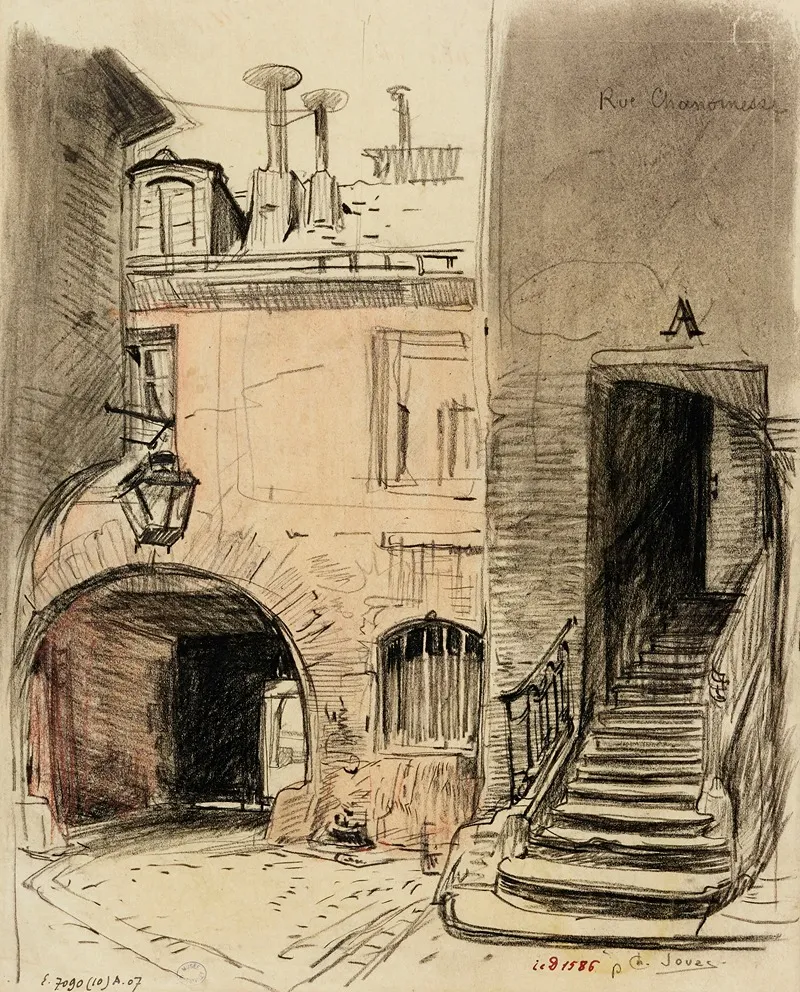 Escalier Et Cour Du 22 Rue Chanoinesse by Charles Jouas - Canvas Print