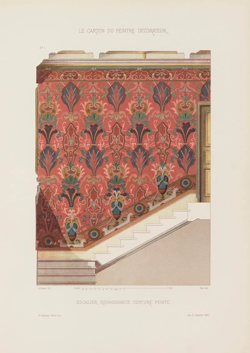 Escalier Renaissance Tenture Peinte by A. Desaint - Canvas Print
