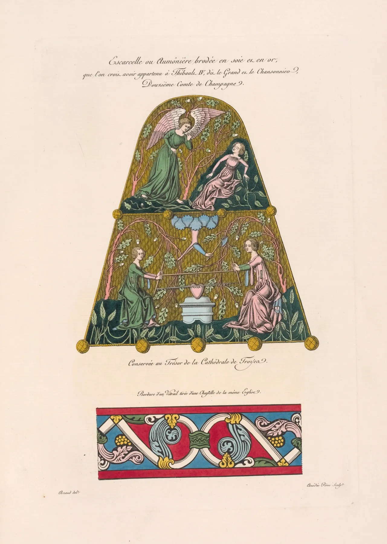 Escarcelle Ou Aumoniere Brodee En Soie Et En Or Que Lon Crois Avoir Appartenu A Thibault Iv Dit Le Grand Et Le Chansonnier Douzieme Comte De Champagne