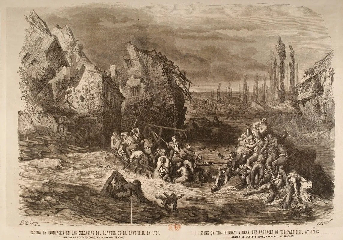 Escena De Inundacion En Las Cercanias Del Cuartel De La Part Dieu En Lyon