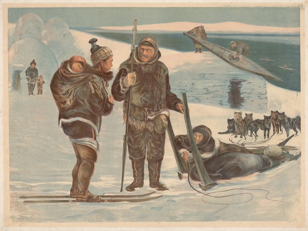 Eskimo Family by Adolf Lehmann - Canvas Print