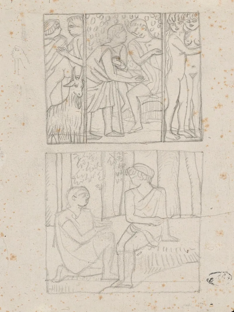 Esquisse De Deux Scenes Pastorales Issues Des Bucoliques De Virgile