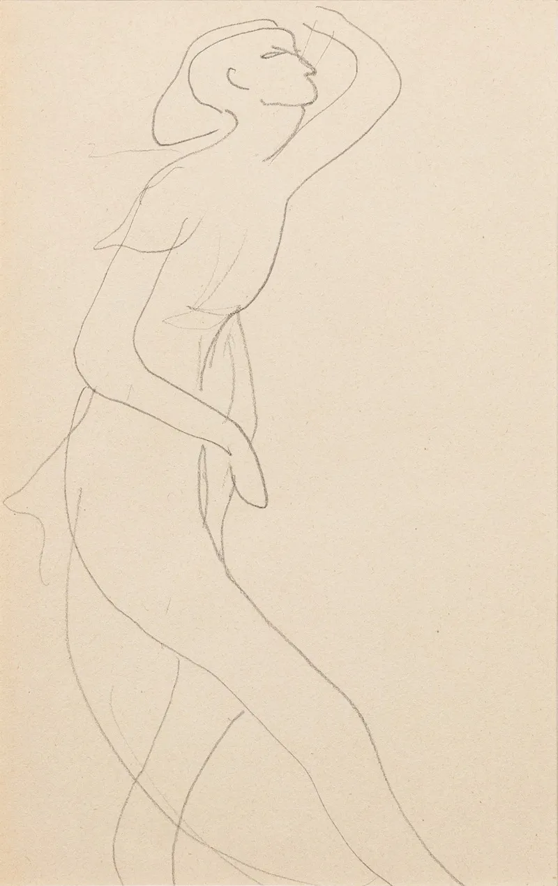 Esquisse De Femme Nue De Profil Droit Bras Gauche Releve by Amedeo Modigliani - Canvas Print