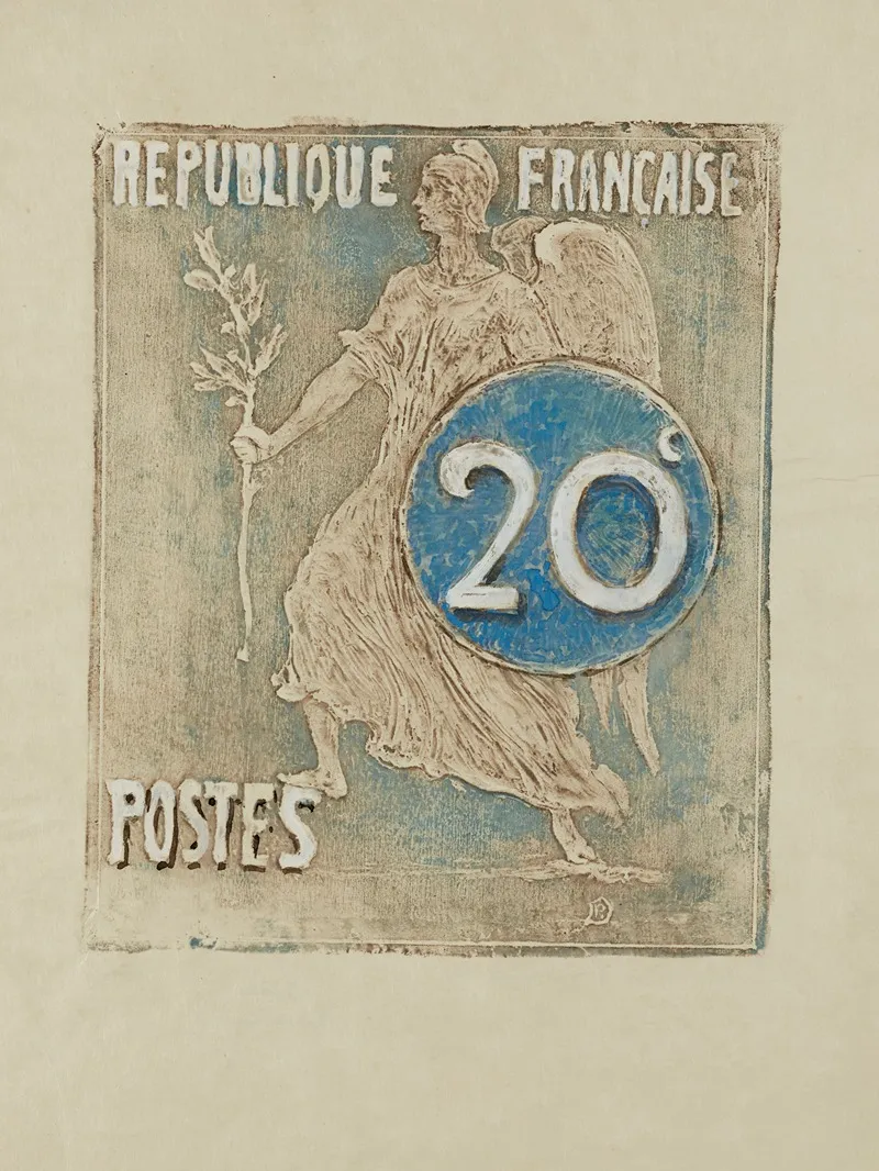 Esquisses De Timbres Pour Un Concours 20 Centimes 4 by Pierre Roche - Canvas Print