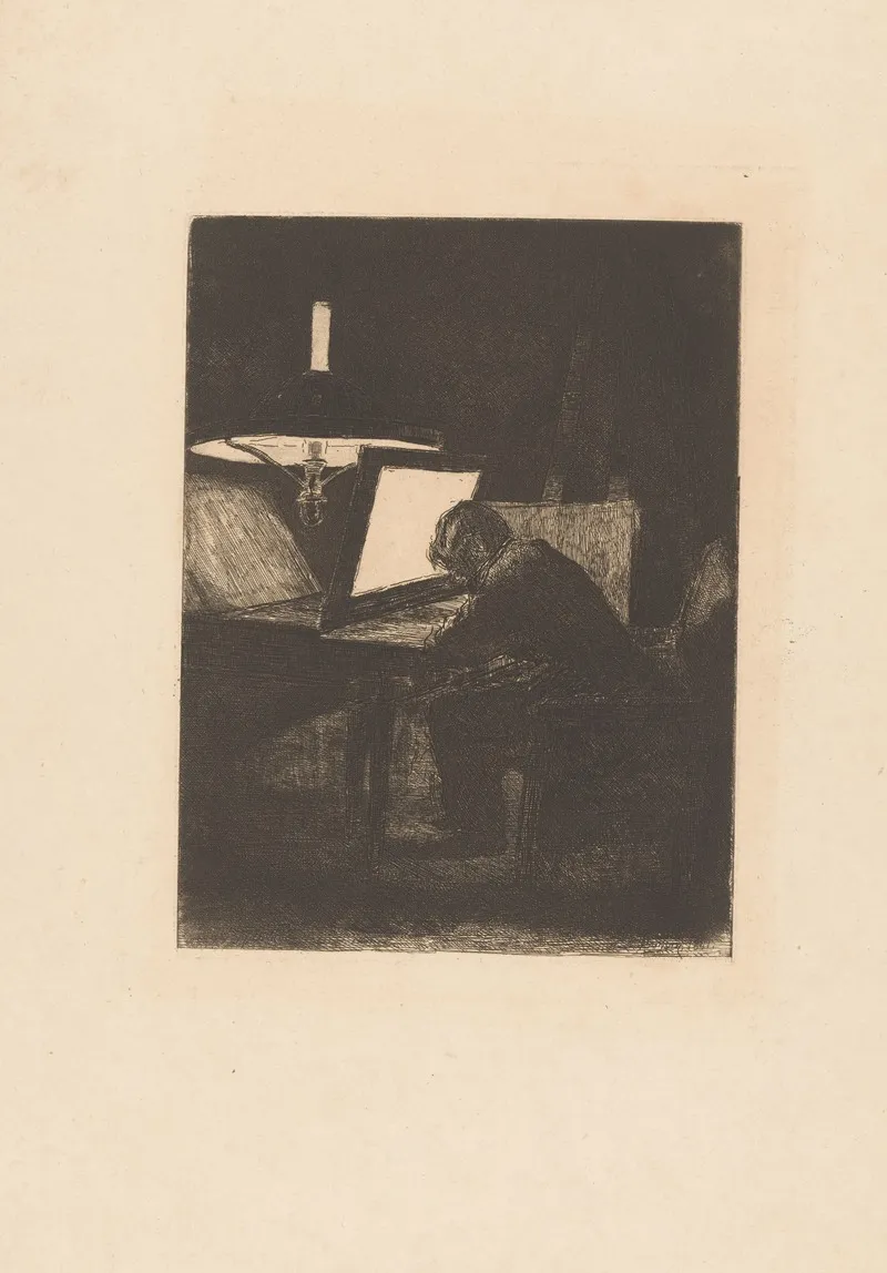 Etcher By Lamplight by François Bonvin - Canvas Print