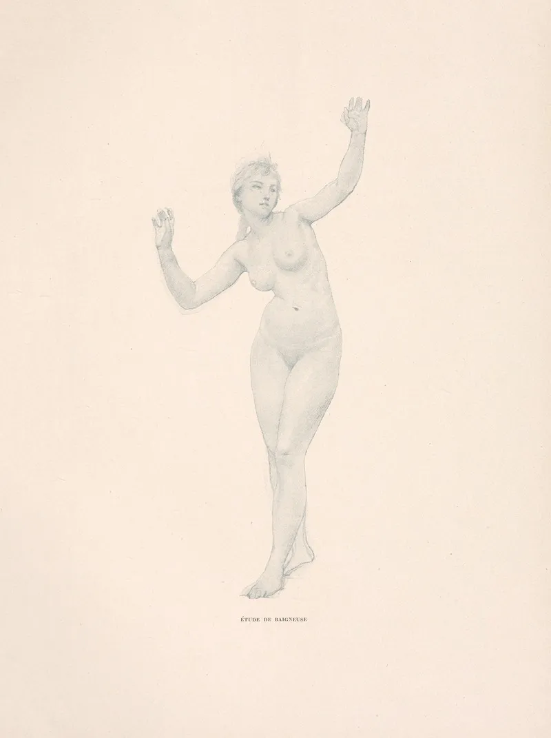 Etude De Baigneuse by William Bouguereau - Canvas Print