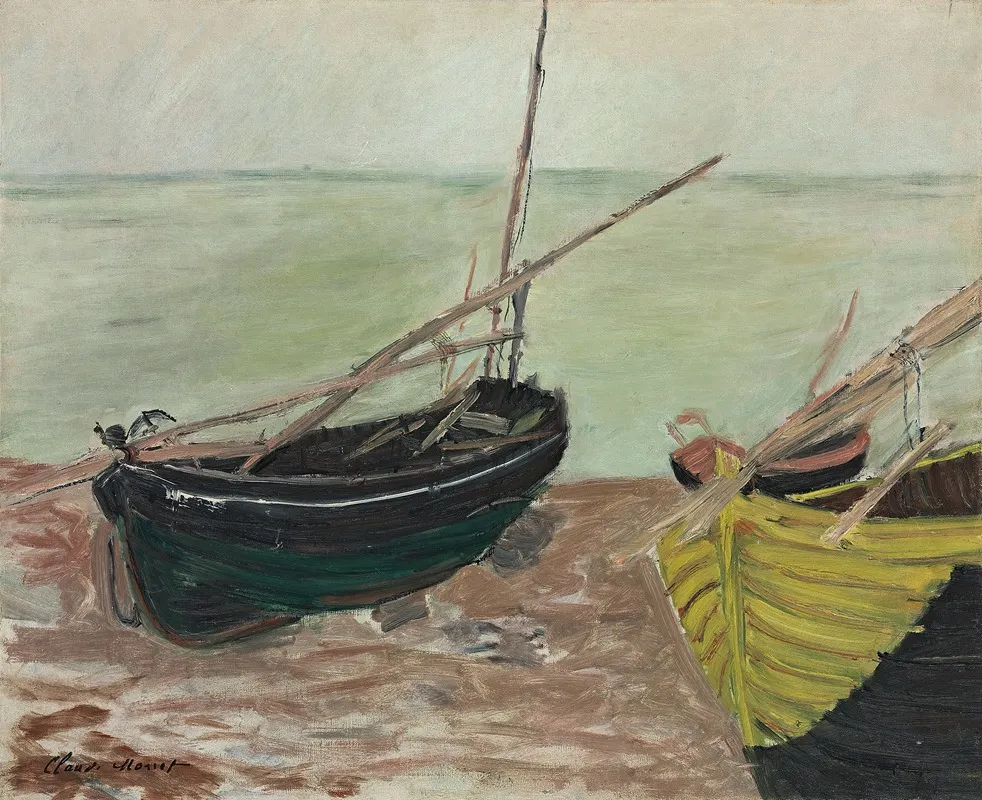 Etude De Bateaux Sur La Plage Detretat