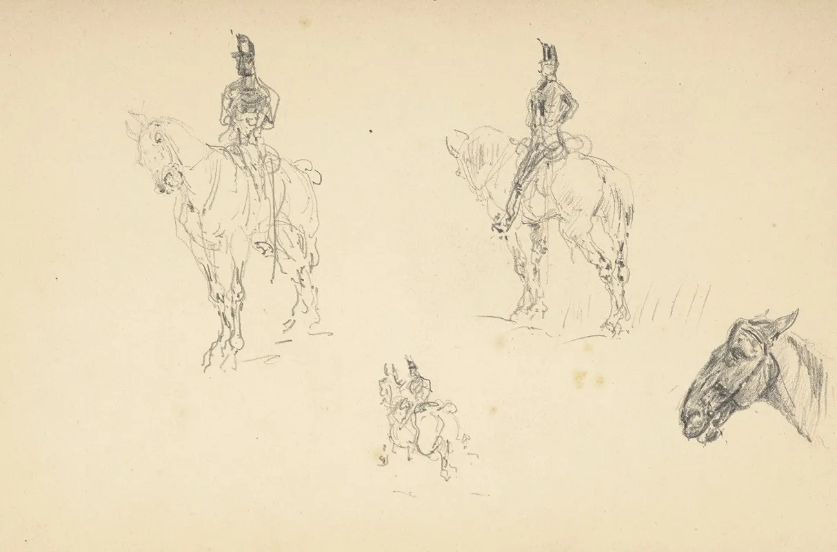 Etude De Cavaliers Et De Chevaux