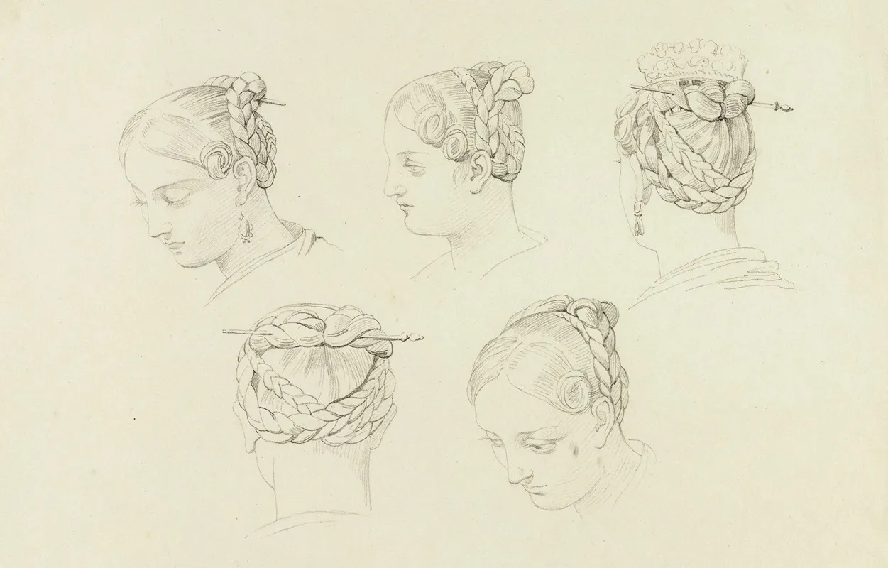 Etude De Coiffure Feminine Sous Cinq Angles De Vue Rome by René Marjolin - Canvas Print