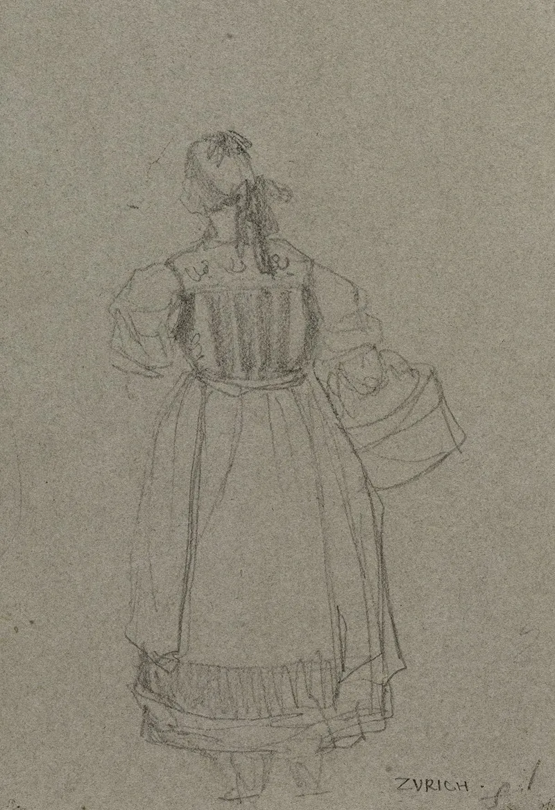 Etude De Costume Feminin Zurichois 2 by René Marjolin - Canvas Print