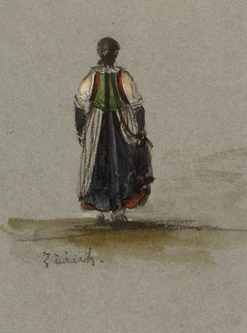 Etude De Costume Feminin Zurichois by René Marjolin - Canvas Print