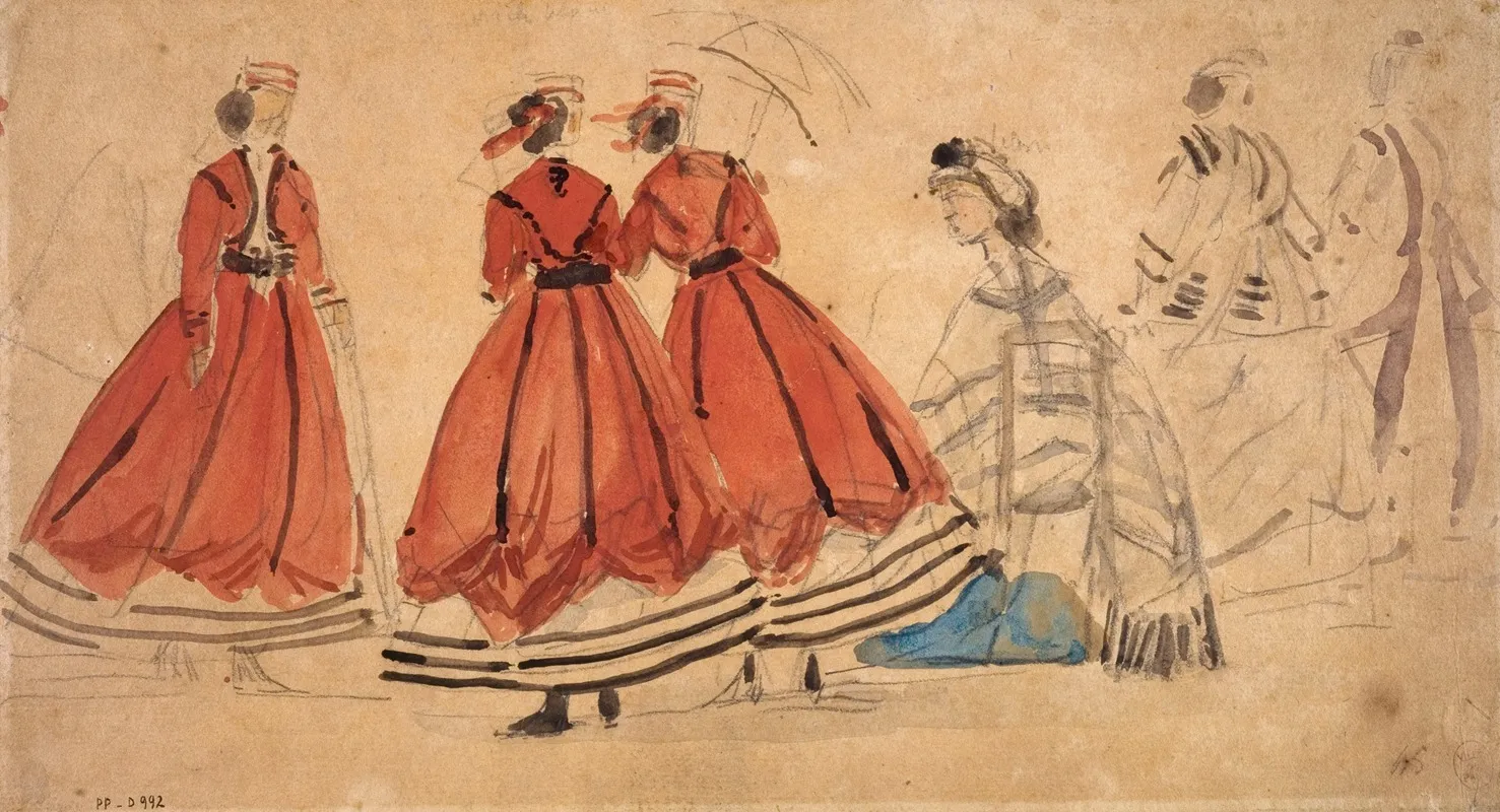 Etude De Costumes by Eugène Boudin - Canvas Print