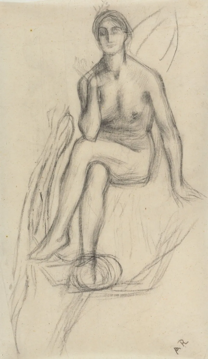 Etude De Femme Nue Assise De Face