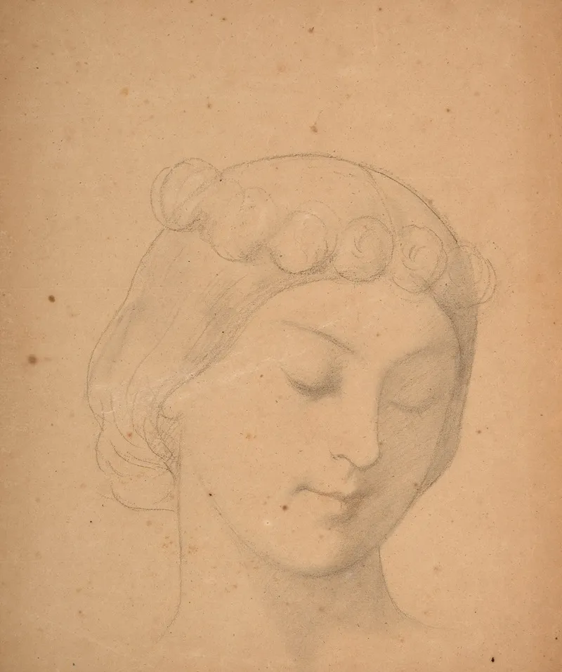 Etude De Visage De Jeune Fille Couronnee Pour Leglise Saint Germain Lauxerrois A Paris