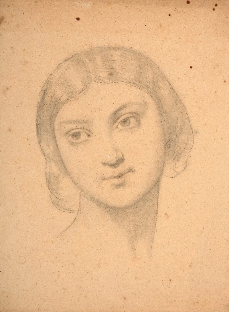 Etude De Visage De Jeune Fille Pour Le Decor De Leglise Saint Germain Lauxerrois A Paris by Eugène Emmanuel Amaury Duval - Canvas Print