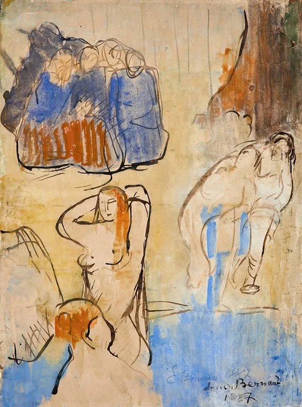 Etude Pour Baigneuses by Emile Bernard - Canvas Print