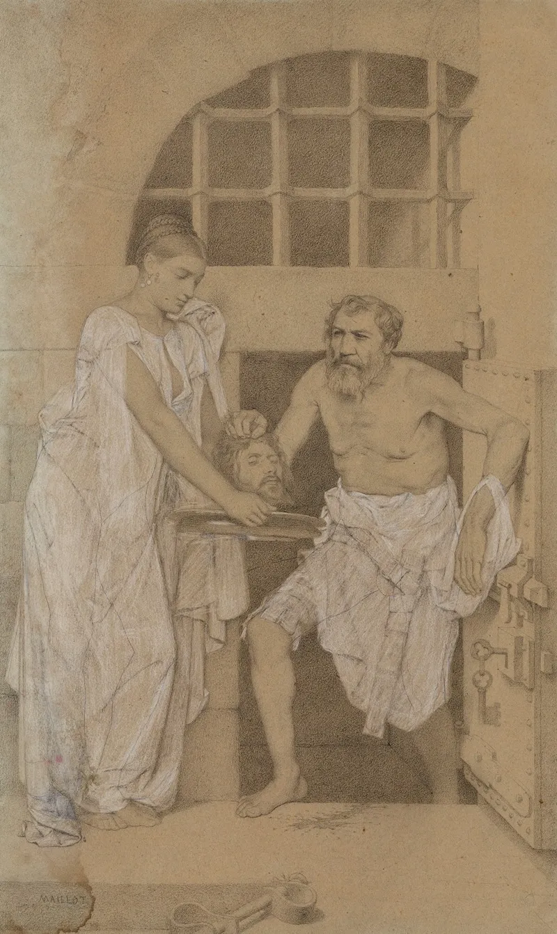 Etude Pour Le Decor De Leglise Saint Jean Baptiste De Belleville La Decollation De Saint Jean Baptiste by Théodore Pierre Nicolas Maillot - Canvas Print