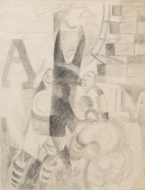 Etude Pour Lequipe De Cardiff by Robert Delaunay - Canvas Print