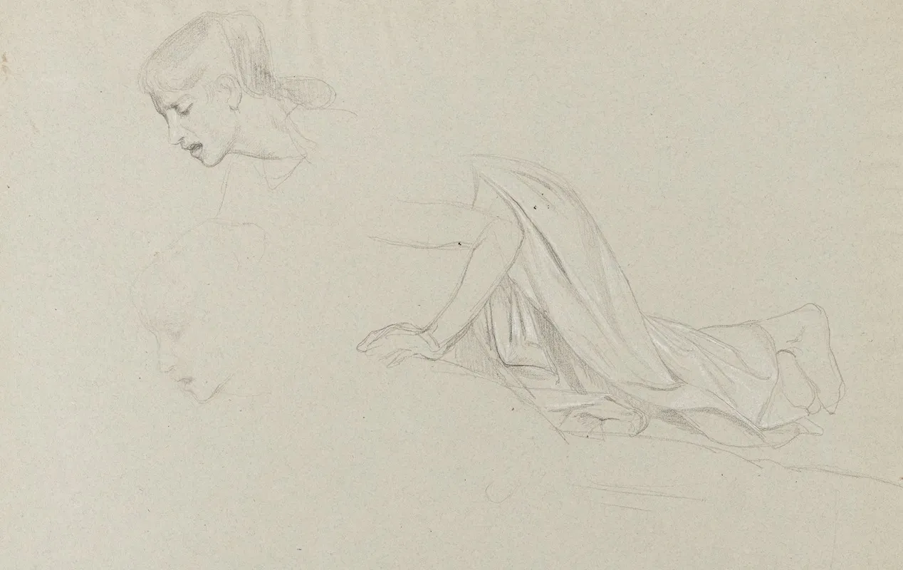 Etude Pour Pyrame Et Thisbe Deux Etudes De Jeune Femme Agenouillee