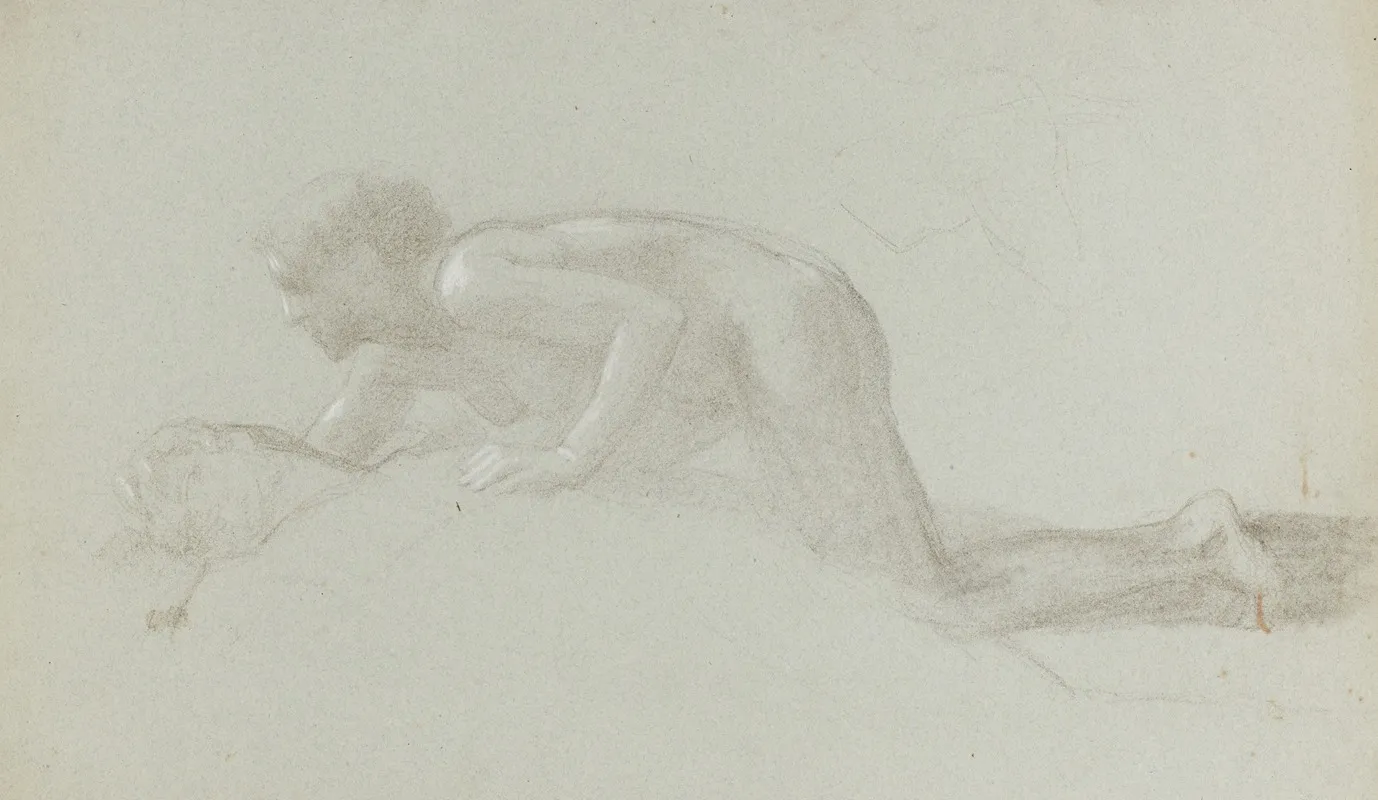 Etude Pour Pyrame Et Thisbe Jeune Femme Agenouillee Devant Un Jeune Homme Mort