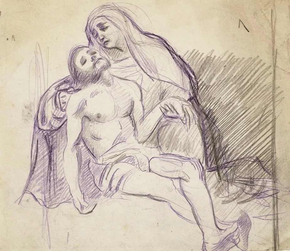 Etude Pour Une Pieta La Vierge Tient La Main Gauche Du Christ