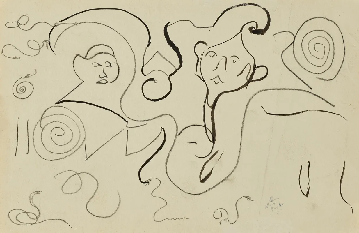 Etudes De Visages by Jules Pascin - Canvas Print