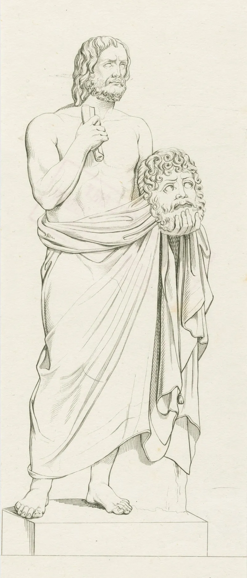 Euripides With Mask And Scroll