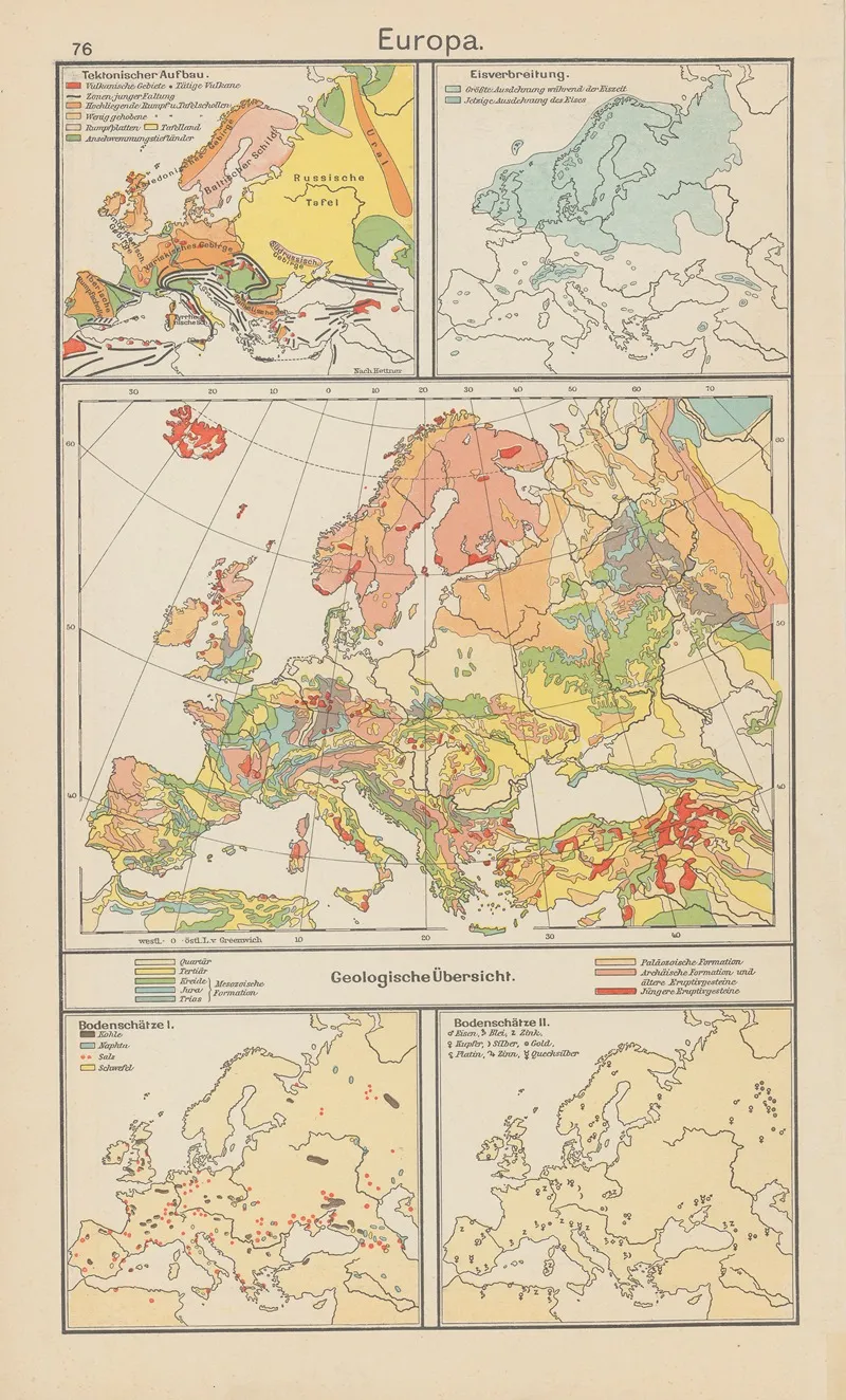 Europa Geologische‎ ‎ubersicht by Carl Diercke - Canvas Print