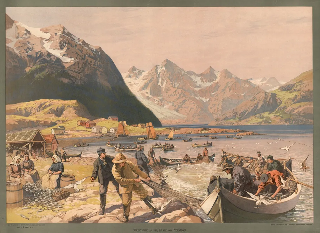 Europa Heringsfang An Der Kuste Von Norwegen by Rudolf Hellgrewe - Canvas Print