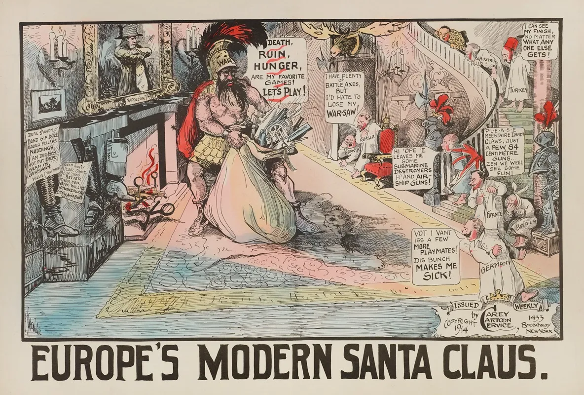 Europes Modern Santa Claus by Carey Cartoon Service - Canvas Print