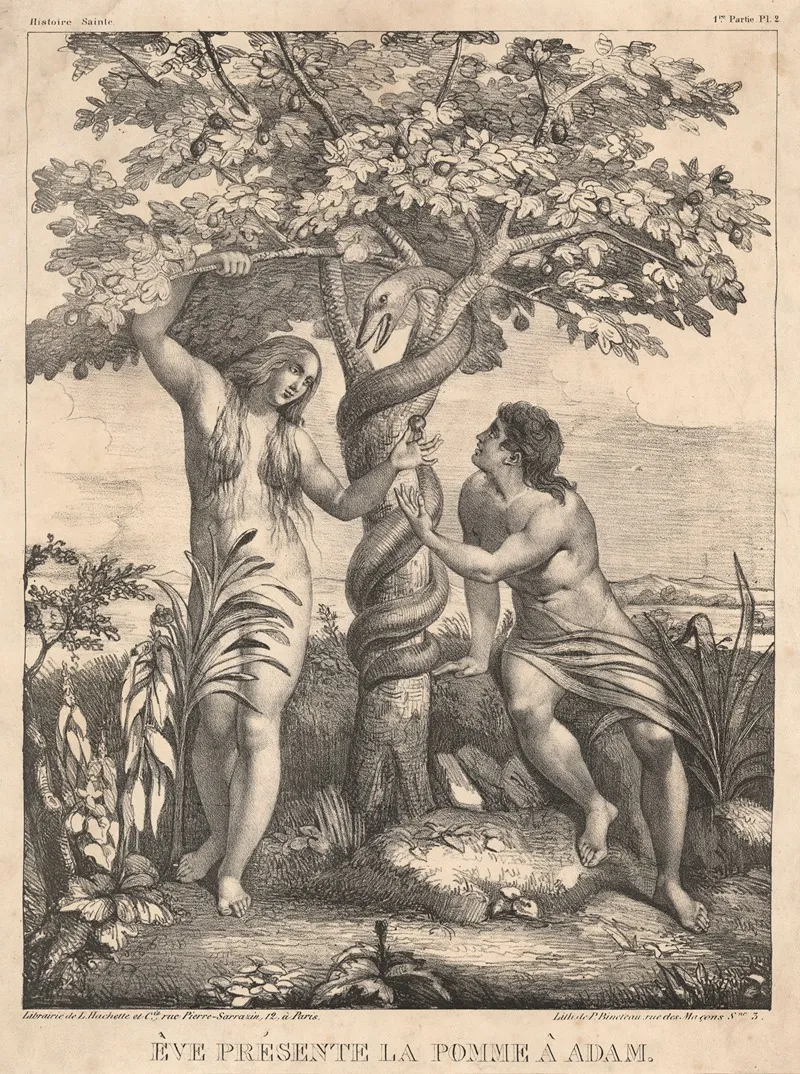 Eve Presente La Pomme A Adam by P. Bineteau - Canvas Print