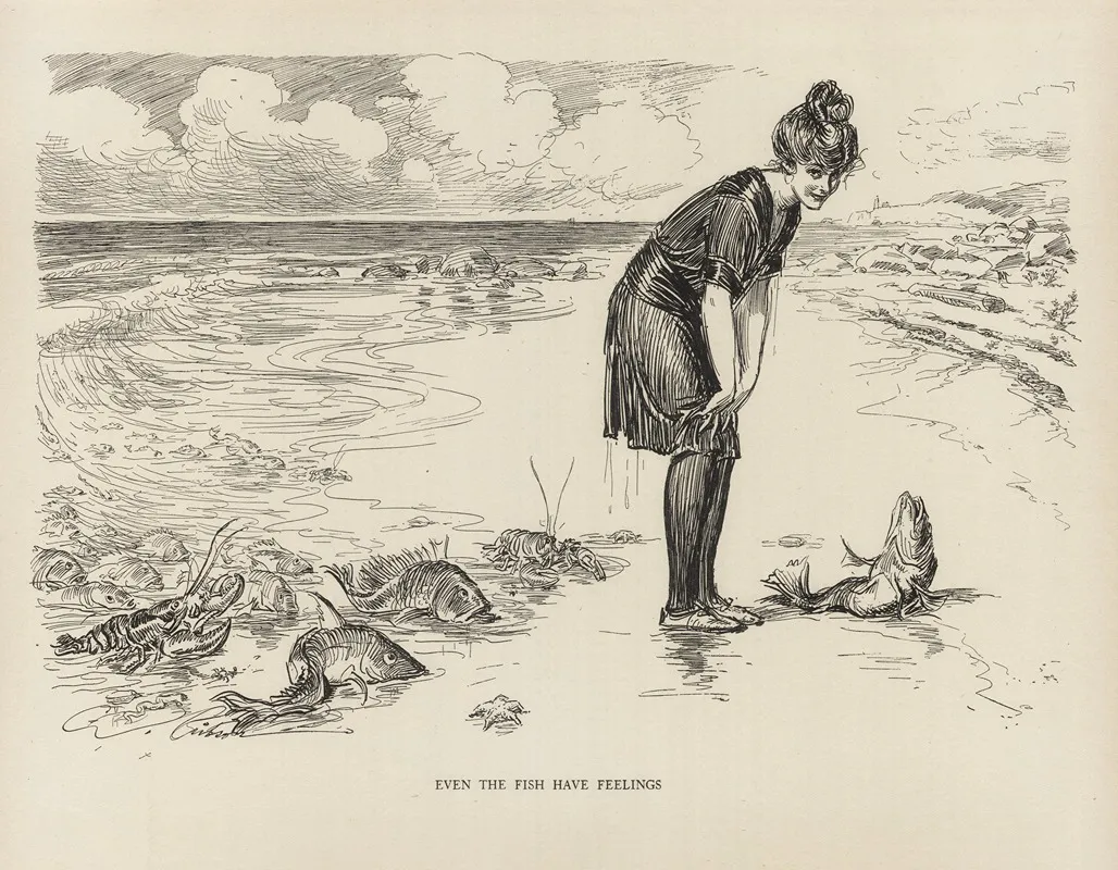 Even The Fish Has Feelings by Charles Dana Gibson - Canvas Print